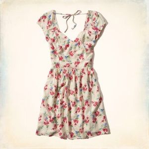 Hollister cream colored floral skater dress
